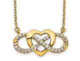 1/5 Carat (ctw) Diamond Heart Infinity Necklace Pendant in 14K Yellow Gold with Chain