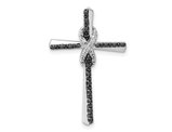 1/8 Carat (ctw) Black & White Diamond Cross Pendant 14K White Gold (NO CHAIN)