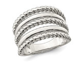 Sterling Silver Polished Ring with Tri-Twist Design