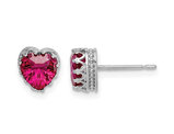 2.00 Carats (ctw) Lab-Created Ruby Heart Earrings in 10K White Gold