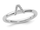 14K White Gold Intial - A - Ring with Accent Diamond