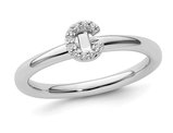 14K White Gold Intial - C - Ring with Accent Diamond