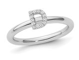 14K White Gold Intial - D - Ring with Accent Diamond