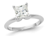 Sterling Silver Solitaire Engagement Ring with Synthetic Princess Cubic Zirconia