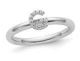 14K White Gold Intial - G - Ring with Accent Diamond