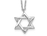 Sterling Silver Star of David Pendant Necklace with Chain (16.5 Inches)