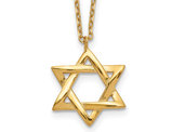 Yellow Plated Sterling Silver Star of David Pendant Necklace with Chain (16.5 Inches)