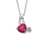 1.50 Carat (ctw) Lab-Created Ruby Heart Pendant Necklace in Sterling Silver with Chain