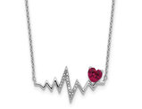 7/8 Carat (ctw) Lab-Created Ruby Heart Beat Pendant Necklace in Sterling Silver with Chain