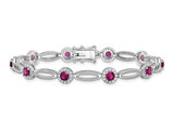 Ruby Bracelet in Sterling Silver with Synthetic Cubic Zirconias