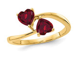 1.00 Carat (ctw) Lab-Created Ruby Heart Promise Ring in 14K Yellow Gold