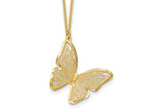 14K Yellow Gold Butterfly Charm Pendant Necklace with Chain (16 inches)