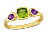 9/10 Carat (ctw) Peridot and Amethyst Ring in 10K Yellow Gold