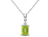 1.00 Carat (ctw) Peridot Emerald-Cut Pendant Necklace in 10K White Gold with Chain