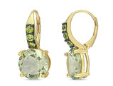 12.38 Carat (ctw) Green Quartz and Peridot Dangle Earrings in Yellow Sterling Silver