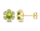 1.84 Carat (ctw) Peridot Flower Earrings in 14K Yellow Gold