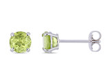 1.12 Carat (ctw) Round Peridot Solitaire Earrings in 14K White Gold