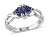 1.14 Carat (ctw) Lab-Created Blue Sapphire Double Heart Ring in Sterling Silver