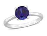 1.61 Carat (ctw) Lab-Created Blue Sapphire Solitaire Ring in Sterling Silver