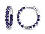 4.32 Carat (ctw) Lab-Created Blue Sapphire Hoop Earrings in Sterling Silver