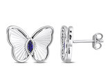 1/4 Carat (ctw) Lab-Created Blue Sapphire Buttrerfly Charm Earrings in Sterling Silver