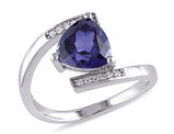 2.40 Carat (ctw) Lab-Created Blue Sapphire Trillion Ring in Sterling Silver