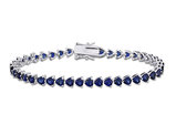 11.40 Carat (ctw) Lab-Created Blue Sapphire Heart Bracelet in Sterling Silver  (7.50 Inches)