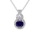 1.71 Carat (ctw) Lab-Created Blue and White Sapphire Infinity Pendant Necklace in Sterling Silver with Chain