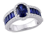 4.72 Carat (ctw) Lab-Created Blue & White Sapphire Halo Ring in Sterling Silver