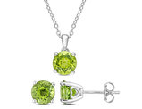 1.50 Carat (ctw) Peridot Solitaire Earrings and Pendant Set in Sterling Silver