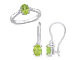 4/5 Carat (ctw) Green Peridot Ring and Earrings Set in Sterling Silver