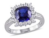 3.60 Carat (ctw) Lab-Created Blue & White Sapphire Halo Ring in Sterling Silver