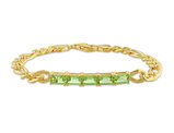 2.85 Carat (ctw) Peridot Figaro Bracelet in Yellow Sterling Silver (7.25 Inches)