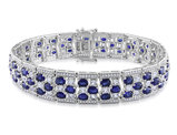 26.20 Carat (ctw) Lab-Created Blue and White Sapphire 3-Stand Bracelet in Sterling Silver  (7.25 Inches)