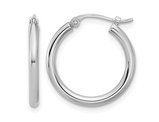 Platinum Polished Classic Round Hoop Earrings (2mm Thick 3/4 inch wide)