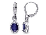 2.00 Carat (ctw) Diffsued Blue Sapphire Dangle Earrings in 10K White Gold