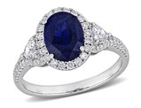 2.20 Carat (ctw) Blue Sapphire Ring in 14K White Gold with Diamonds 4/5 carat (ctw SI,G-H-I))