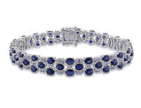 15.75 Carat (ctw) Blue and White Sapphire Double Row Bracelet in 14K White Gold  (7.25 Inches)