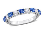 1.40 Carat (ctw) Blue and White Sapphire Ring Band in 14K White Gold