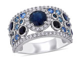 2.66 Carat (ctw) Blue Sapphire Ring Band with Diamonds in 14K White Gold