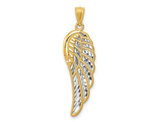 14K Yellow Gold Two Tone Angel Wing Charm Pendant (NO CHAIN) 