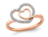 Heart Ring in Rose Plated Sterling Silver with Cubic Zirconia