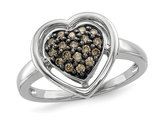 1/4 Carat (ctw) Champagne Diamond Heart Promise Ring in Sterling Silver