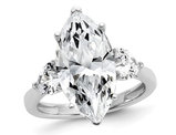 Sterling Silver Three Stone Ring with Marquise Cut Synthetic Cubic Zirconia