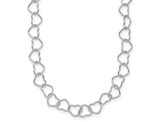 Sterling Silver Polished Fancy Heart Link Necklace (18 inches)