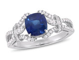 2.02 Carat (ctw) Blue Sapphire Engagement Ring with Diamonds 14K White Gold