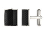 Men's Black Carbon Fiber Cuff Links in Stainless Steel