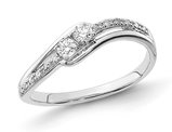 1/5 Carat (ctw) Two Stone Curved Diamond Ring in Sterling Silver