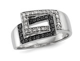 2/5 Carat (ctw) Black and White Diamond Interlocking Ring in Sterling Silver