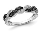 1/2 Carat (ctw) Black & White Diamond Infinity Twist Ring in 14K White Gold